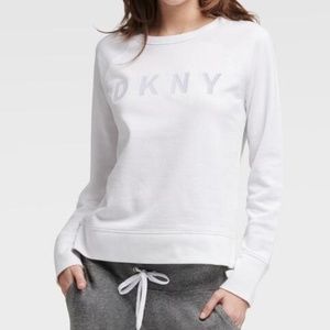 DKNY SILVER FOIL LOGO CREW NECK SWEATSHIRT